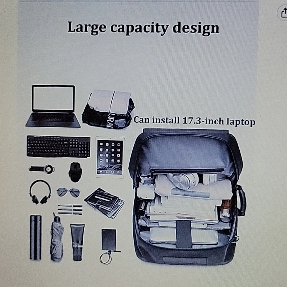 INFEYLAY Travel Laptop Backpack hidden USB charging port waterproof black NEW…
